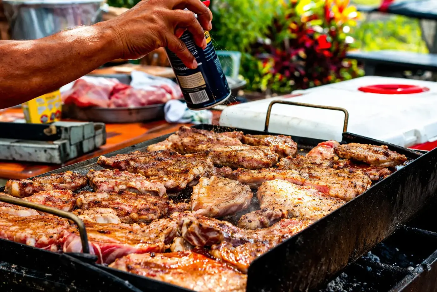 Preparación de cortes de cerdo a la parrilla